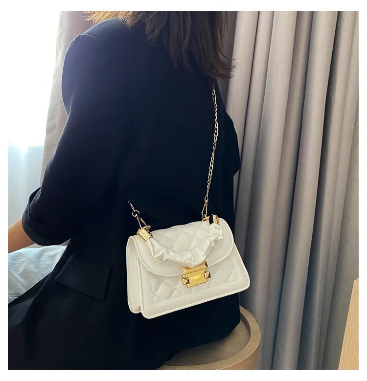 Women PU Leather Shoulder Bags Small Messenger Designer Female 2024 New Fashion Chain Rhomboid Crossbody Bag Ladies Mini Handbag