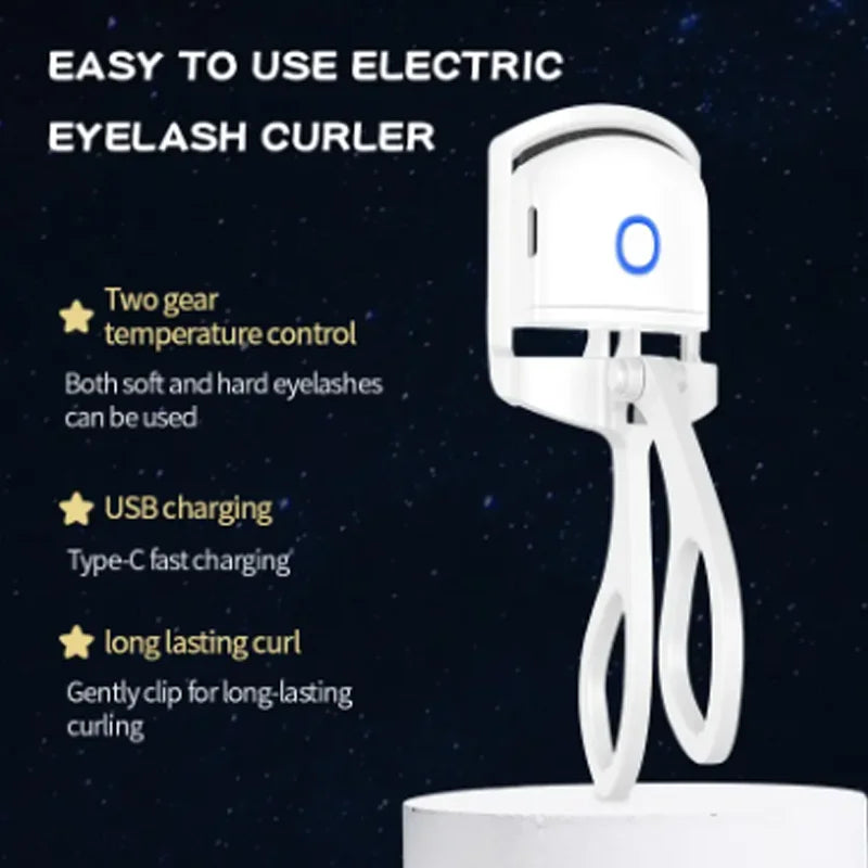 Electric Heated Eyelash Curler 24 Hours Long Lasting Naturally Eyelashes Electric Heated Eyelash Curler with Flexible Silicone