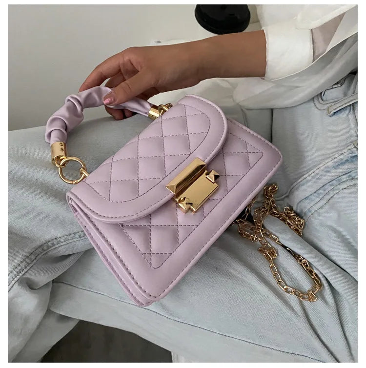 Women PU Leather Shoulder Bags Small Messenger Designer Female 2024 New Fashion Chain Rhomboid Crossbody Bag Ladies Mini Handbag