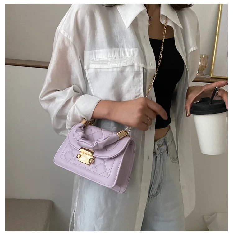 Women PU Leather Shoulder Bags Small Messenger Designer Female 2024 New Fashion Chain Rhomboid Crossbody Bag Ladies Mini Handbag