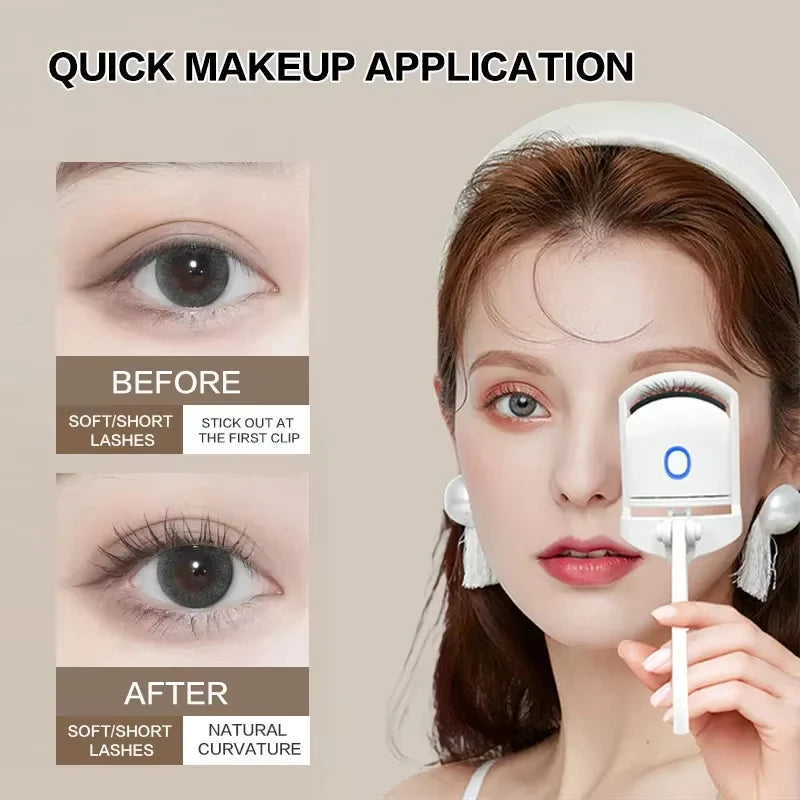 Heated Eyelash Curler Electric Eye Lash Curler Quick Natural Curling for Long Lasting with Sensing Heating Silicone Pad