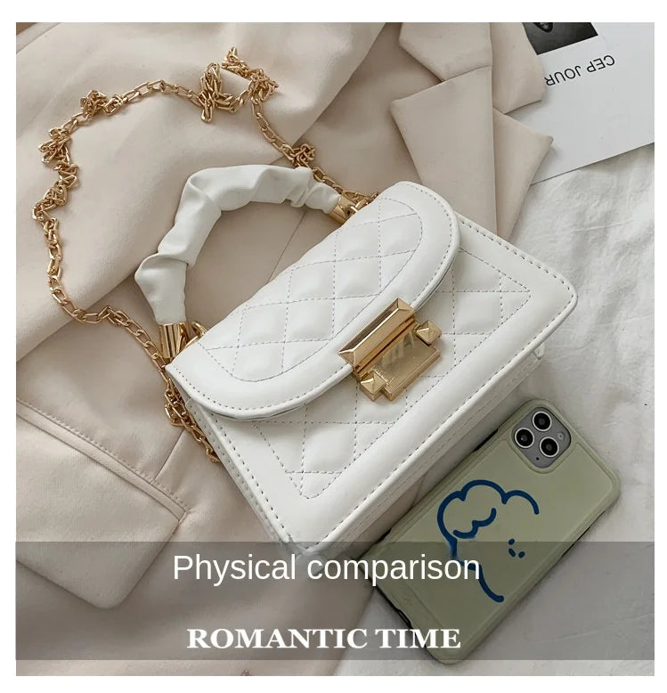 Women PU Leather Shoulder Bags Small Messenger Designer Female 2024 New Fashion Chain Rhomboid Crossbody Bag Ladies Mini Handbag