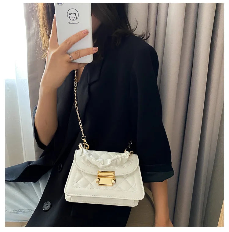 Women PU Leather Shoulder Bags Small Messenger Designer Female 2024 New Fashion Chain Rhomboid Crossbody Bag Ladies Mini Handbag