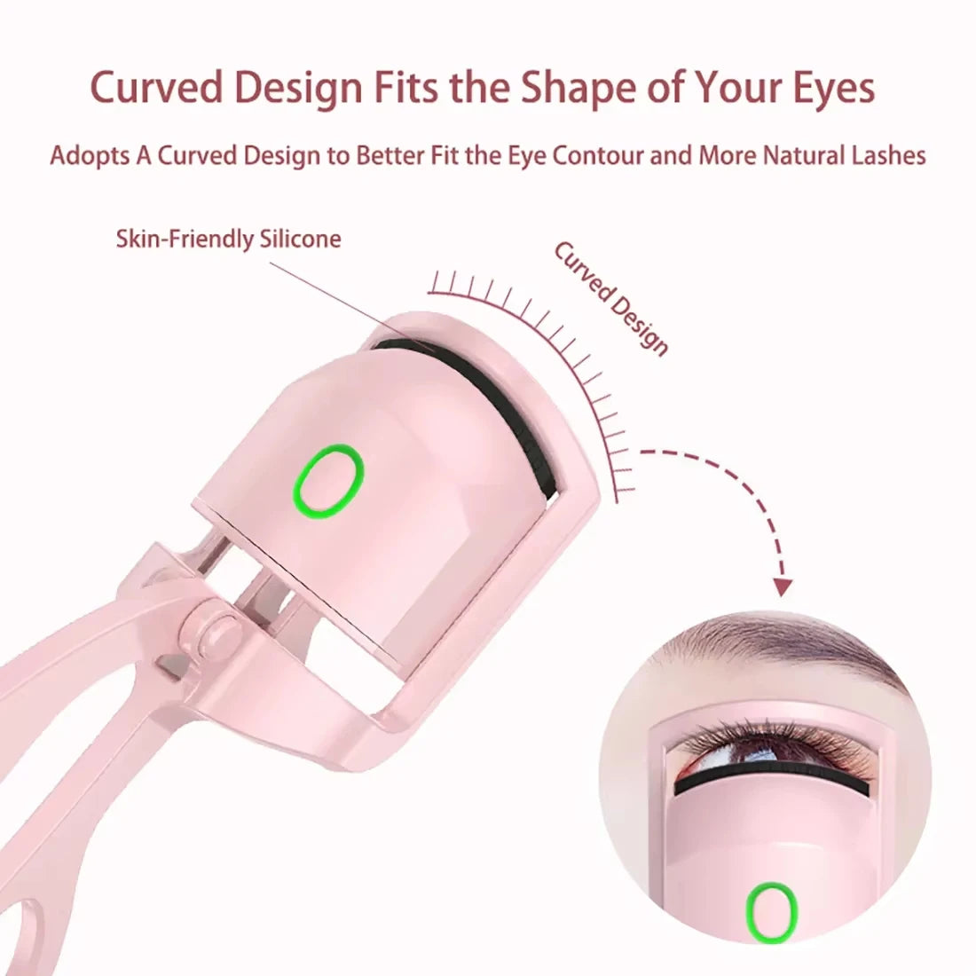 Heated Eyelash Curler Electric Eye Lash Curler Quick Natural Curling for Long Lasting with Sensing Heating Silicone Pad