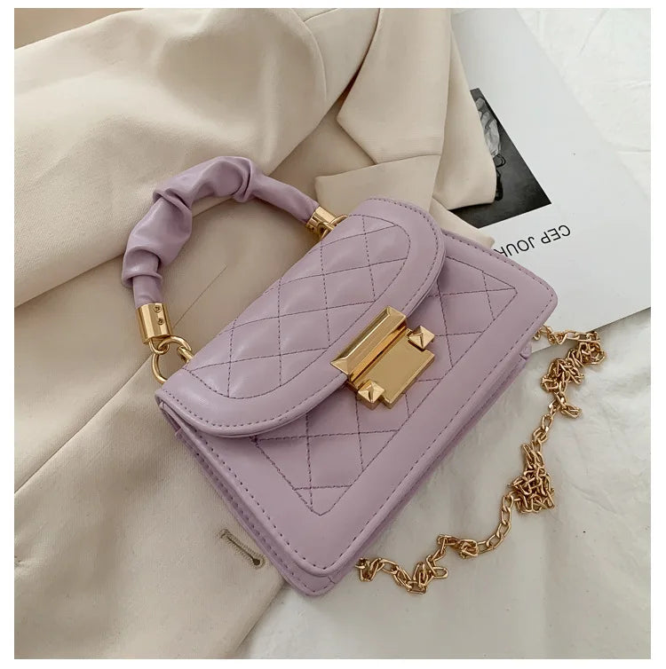 Women PU Leather Shoulder Bags Small Messenger Designer Female 2024 New Fashion Chain Rhomboid Crossbody Bag Ladies Mini Handbag