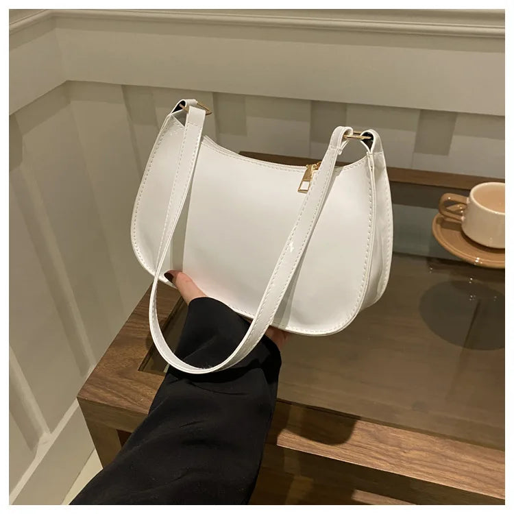 Women's Patent Leather Handbag Versatile Fashion Shoulder Casual Commuting Bags Girl Brand Designer Zipper Handbag Korean 2025